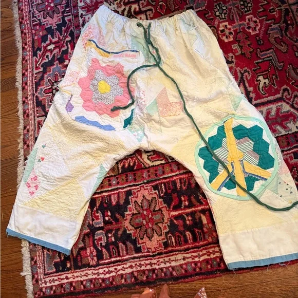 Colorful Patchwork Women's Straight Leg Pants - Picture 2 of 11